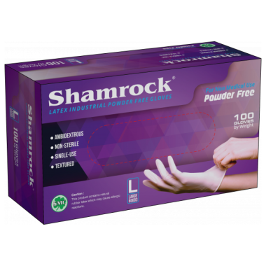 Shamrock - Powder Free Latex Gloves - Large 100 ct