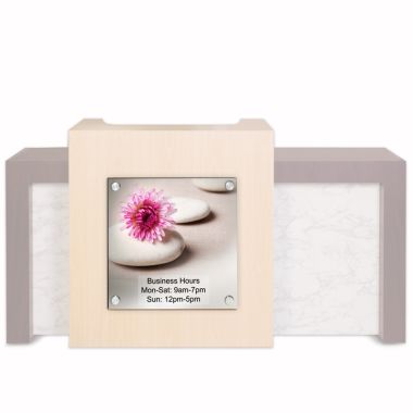 Acrylic Panel for Reception Counter with Custom Promo Insert