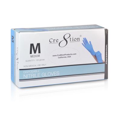 Cre8tion - Nitrile Blue Gloves - Medium 100 ct