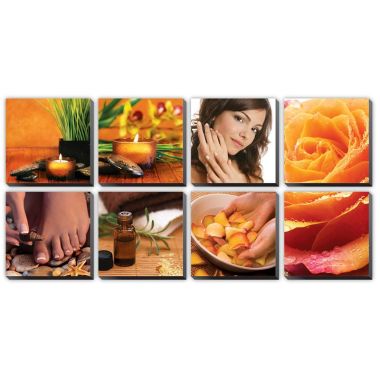 8 pcs Golden Spa Ensemble Canvas Mural 48