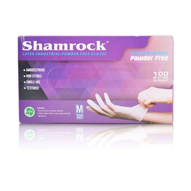 Shamrock - Powder Free Latex Gloves - Medium 100 ct