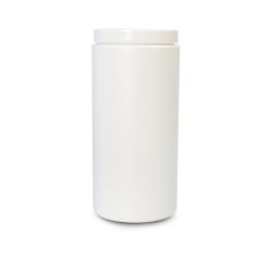 40oz White HDPE Cylinder Round Bottle & Cap