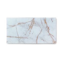 Ion White Marble w/Gold Vein Glass Top Table (16.75x32.5)