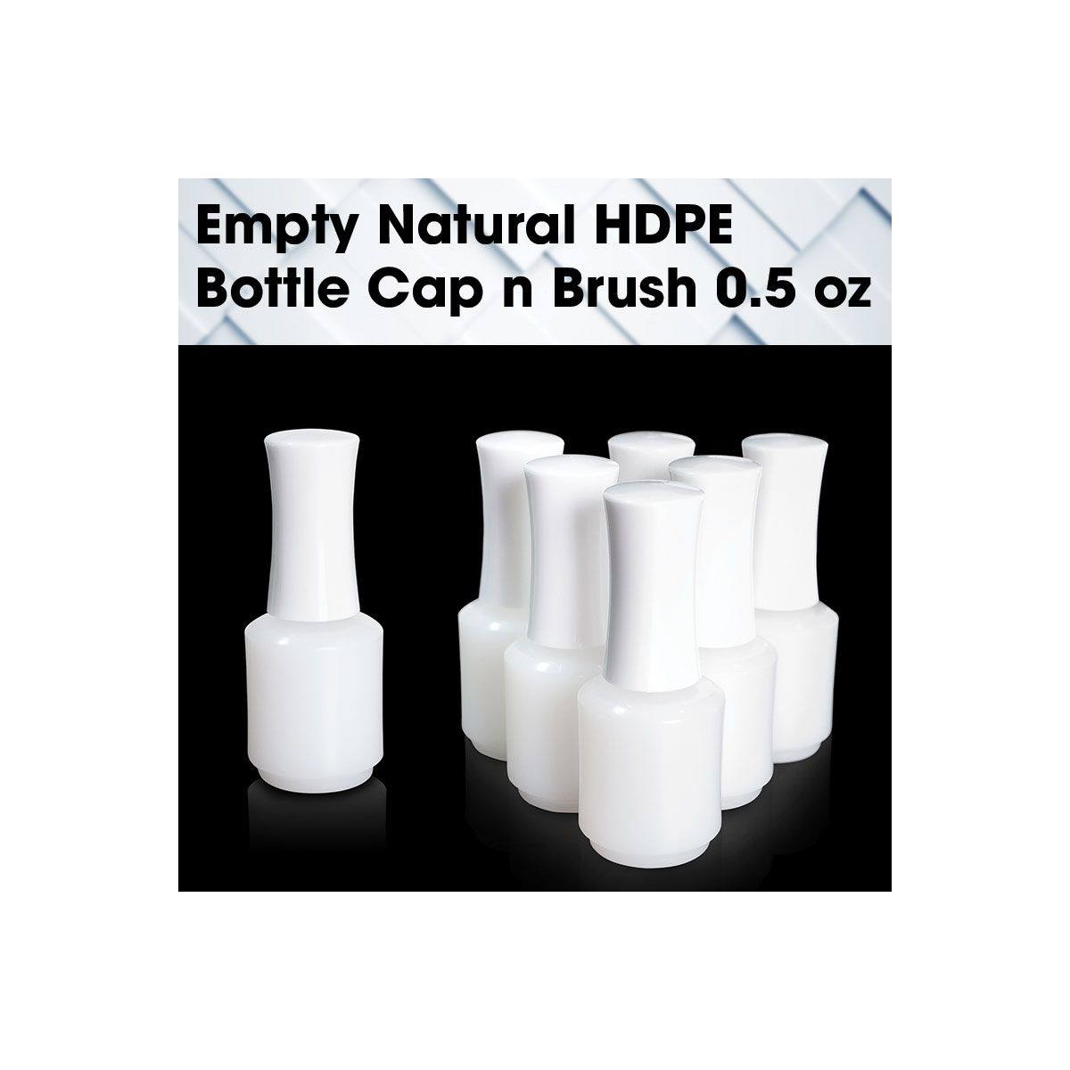 Empty Natural HDPE Bottle 0.5 oz w/Cap and Brush
