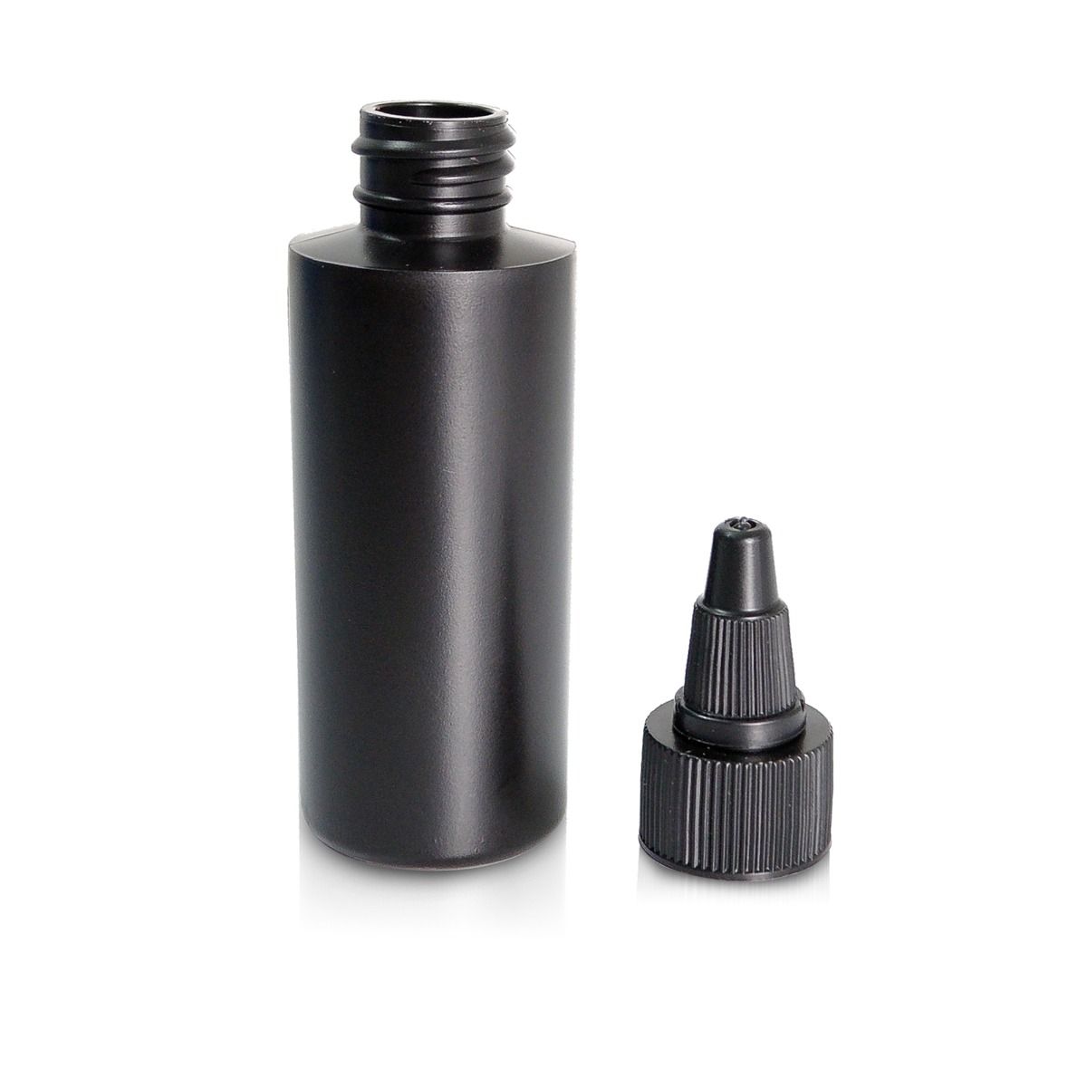 Empty Black HDPE Cylinder Bottle with Twisted Cap