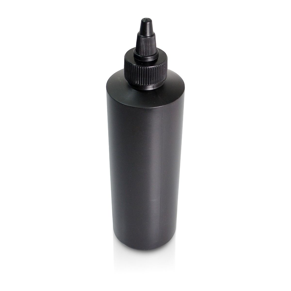Empty Black HDPE Cylinder Bottle with Twisted Cap
