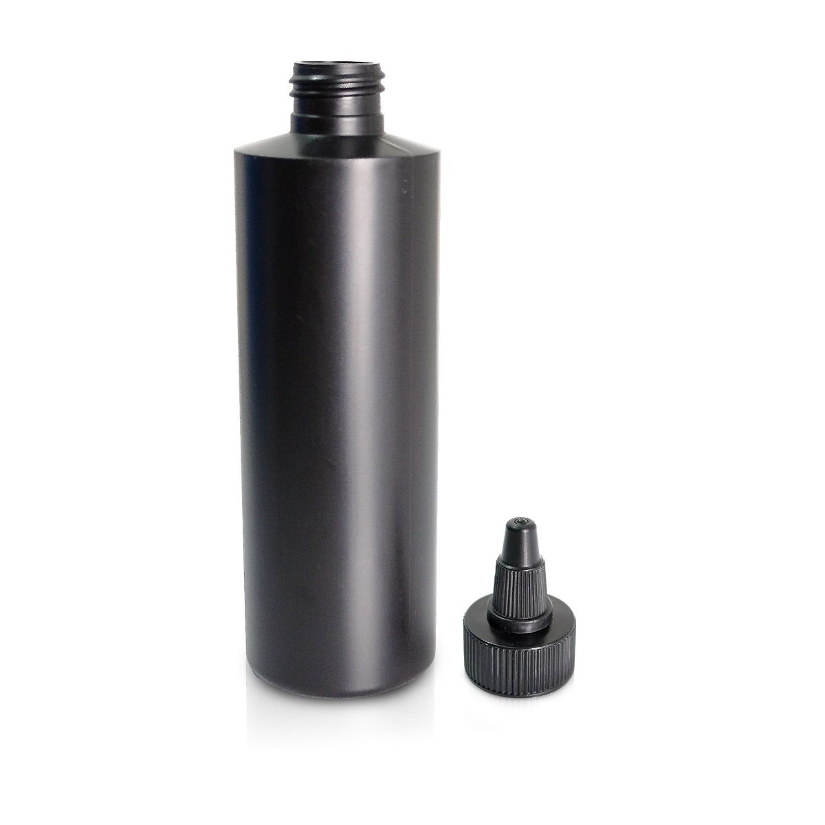 Empty Black HDPE Cylinder Bottle with Twisted Cap
