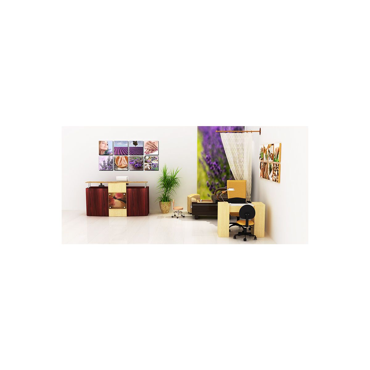 8 pcs Lavender Fields Ensemble Canvas Mural 48