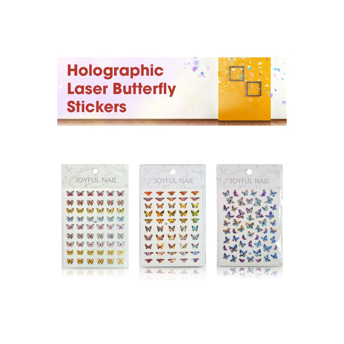 Holographic Laser Butterfly Stickers