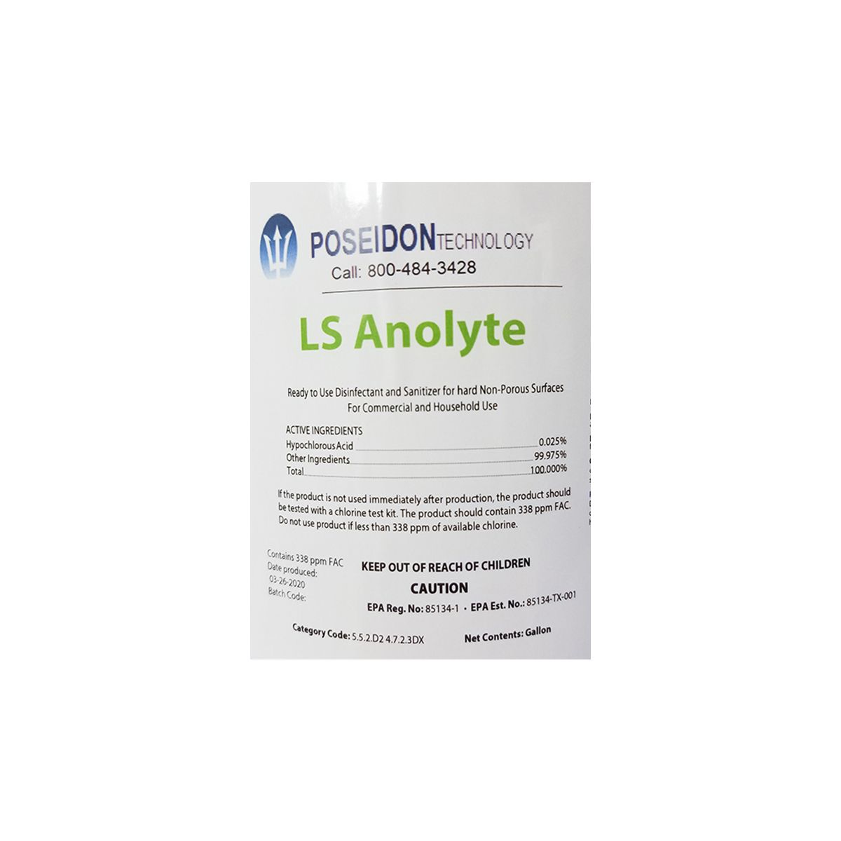 LS Anolyte Disinfectant Solution Spray 1 Gal