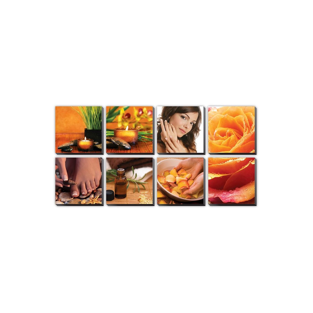 8 pcs Golden Spa Ensemble Canvas Mural 48