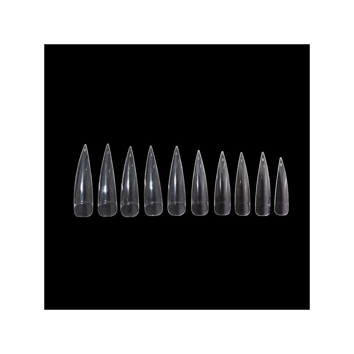 ANS Long Stiletto Half Cover Straight - Clear - #00 - 09 - 500pcs