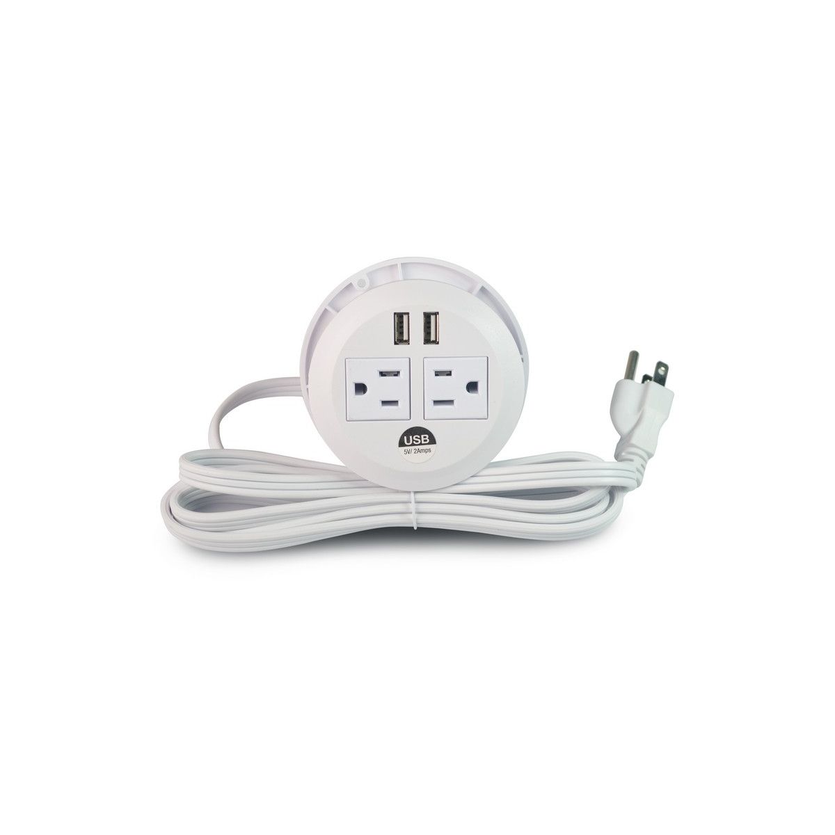 USB & Power Plug Round Socket – White