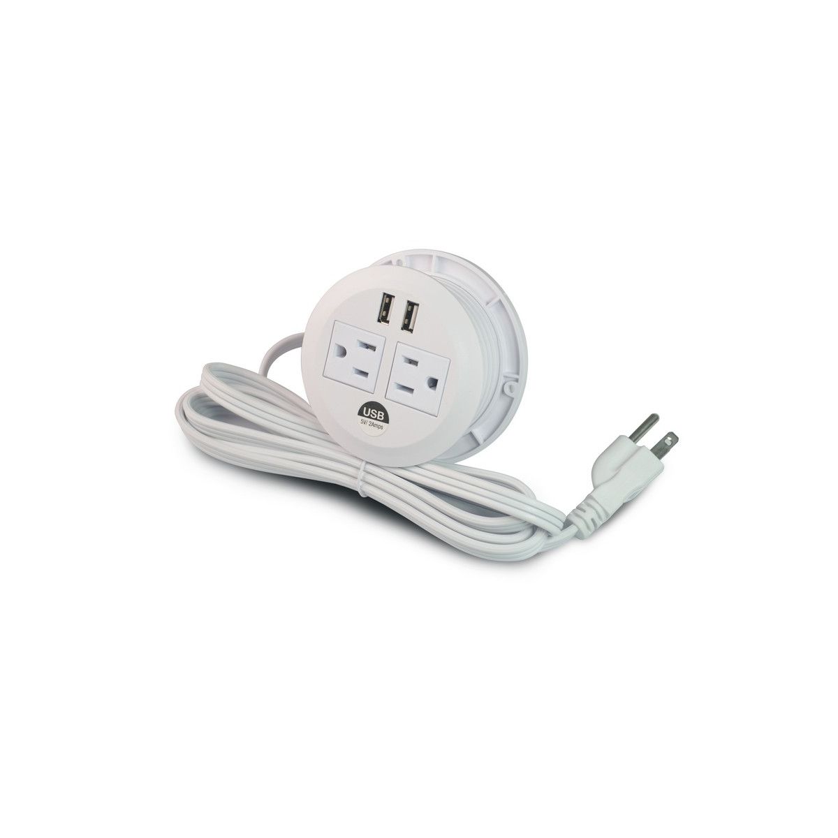 USB & Power Plug Round Socket – White
