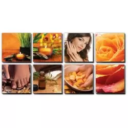8 pcs Golden Spa Ensemble Canvas Mural 48
