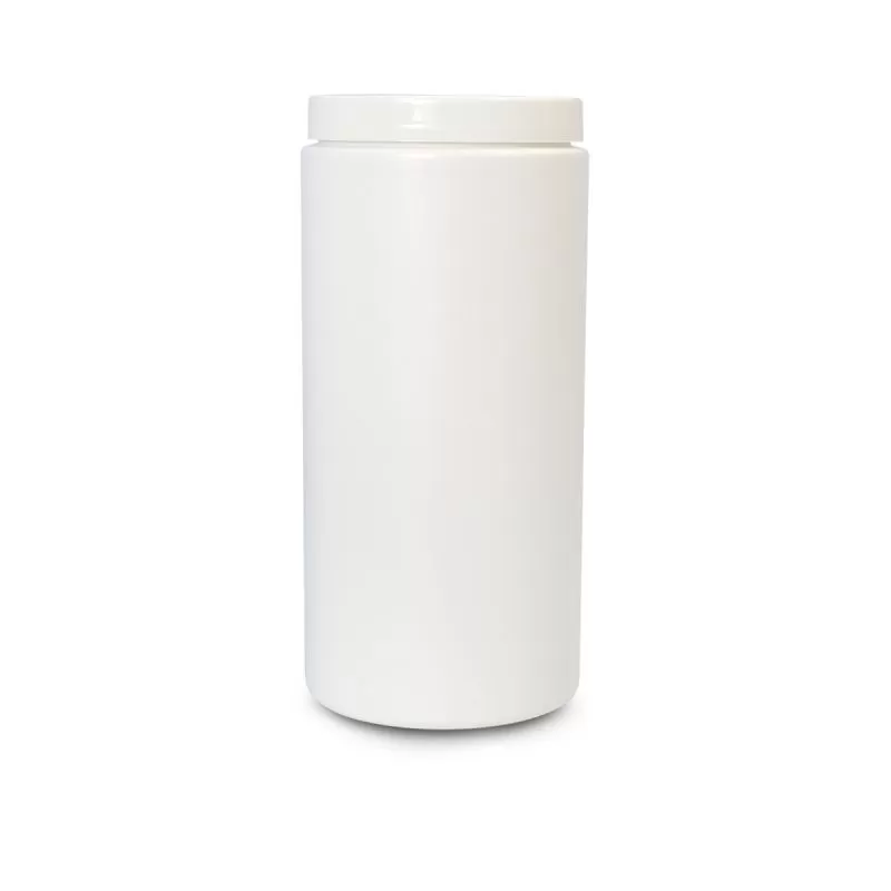 40oz White HDPE Cylinder Round Bottle & Cap