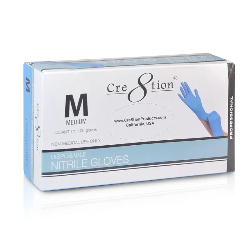 Cre8tion - Nitrile Blue Gloves - Medium 100 ct