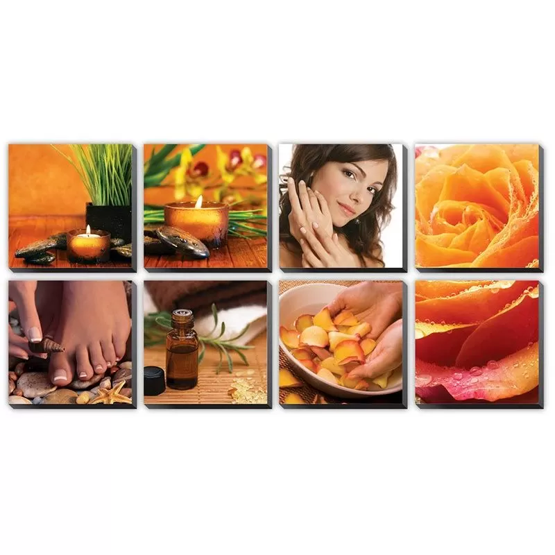 8 pcs Golden Spa Ensemble Canvas Mural 48