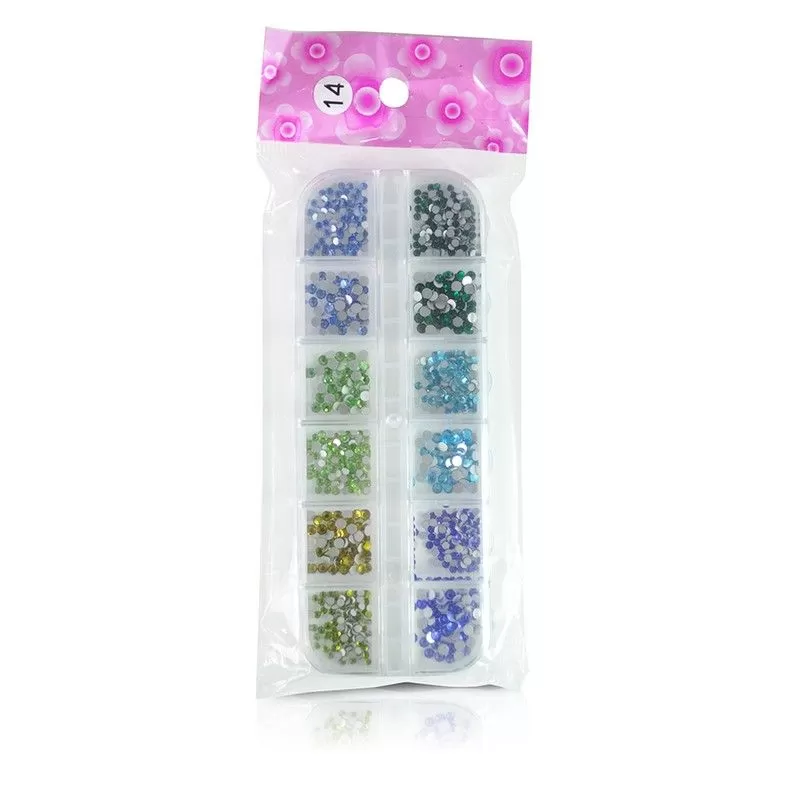 Rhinestones Mixed - Blue-Green-Lime-Emerald #14