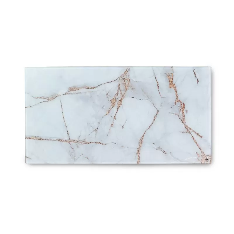 Ion White Marble w/Gold Vein Glass Top Table (16.75x32.5)