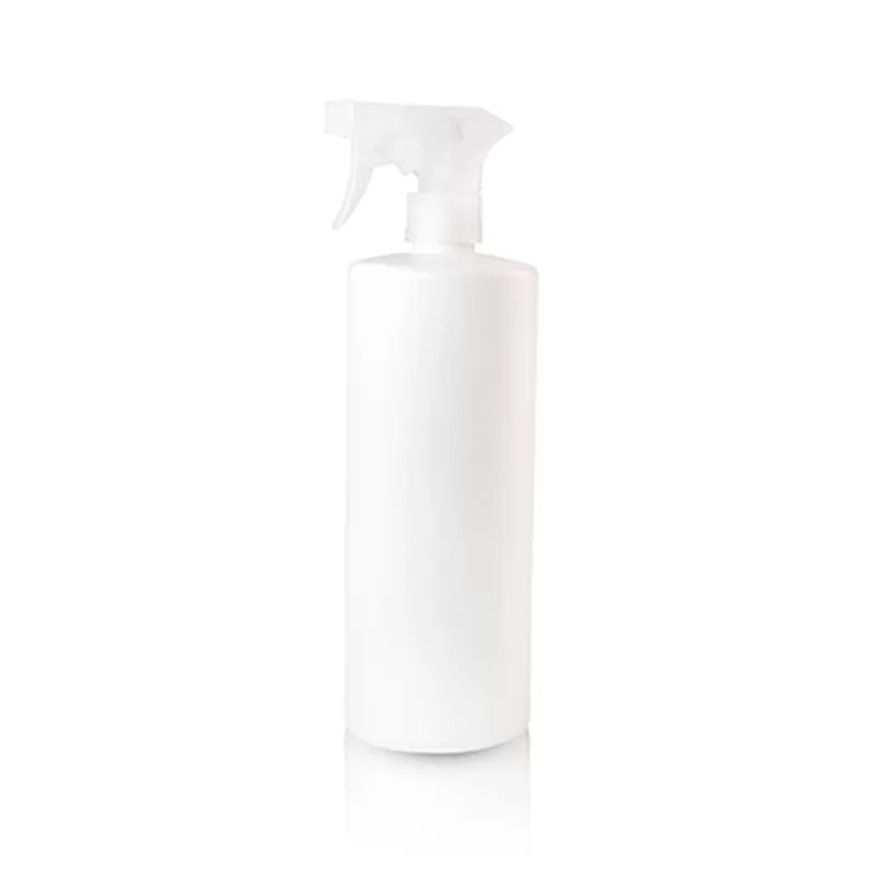 White HDPE Cylinder Round Bottle 32 oz w/Trigger Spray